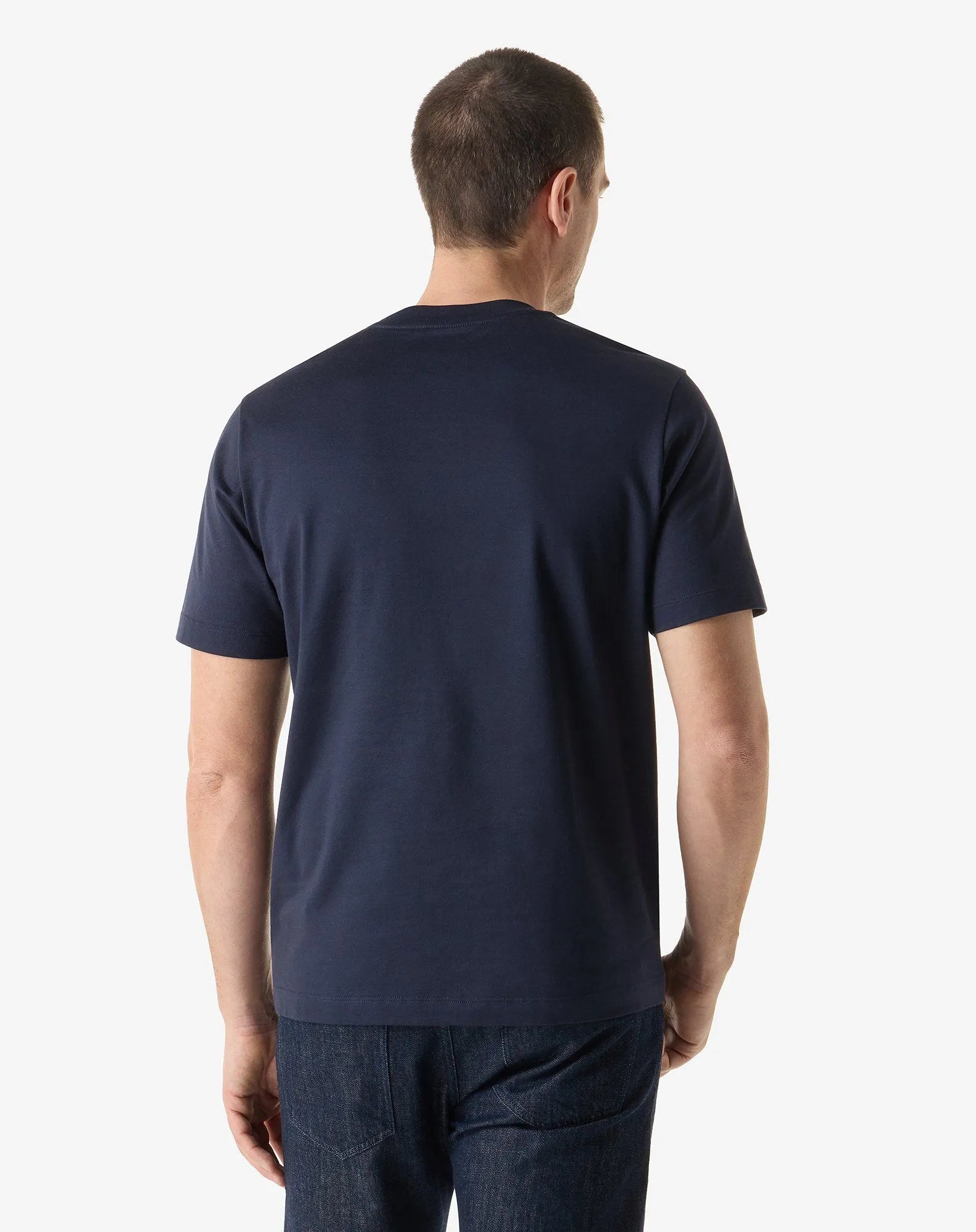 Blue navy crewneck jersey t-shirt with print