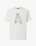 White crewneck jersey t-shirt with print