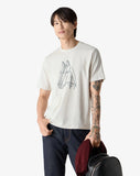 White crewneck jersey t-shirt with print