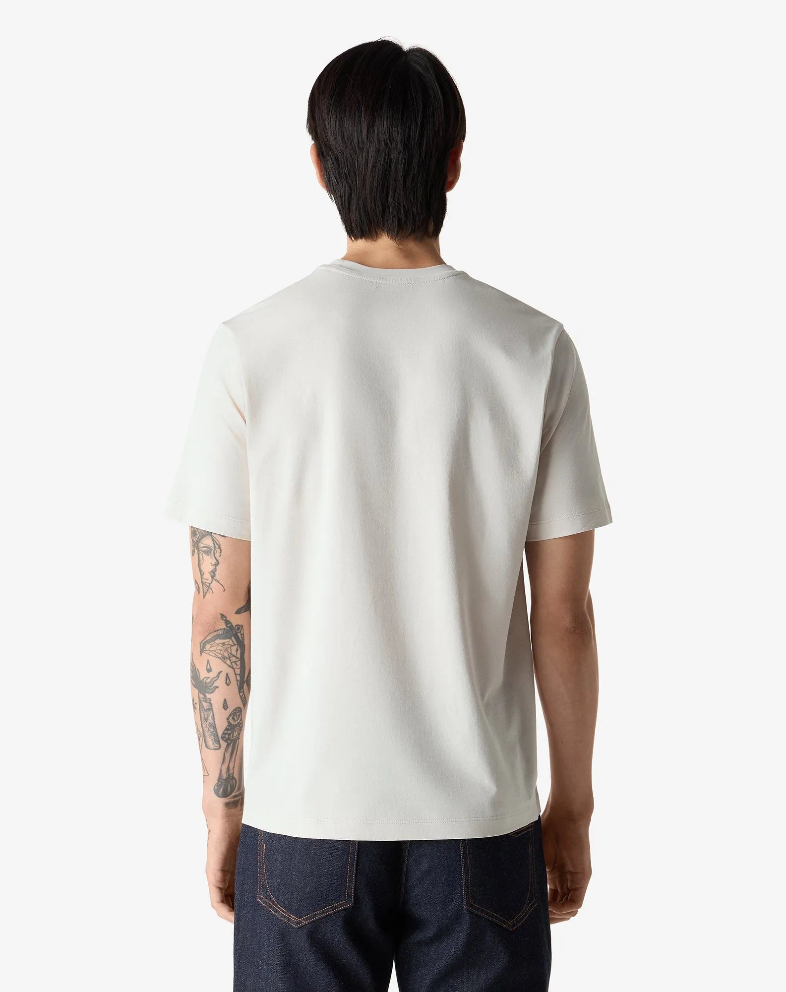 White crewneck jersey t-shirt with print