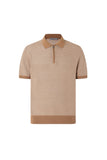 Beige buttonless pure cotton polo shirt