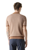 Beige buttonless pure cotton polo shirt