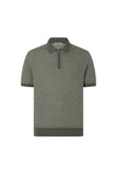 Zipped green pure cotton polo shirt