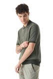 Zipped green pure cotton polo shirt