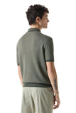 Zipped green pure cotton polo shirt