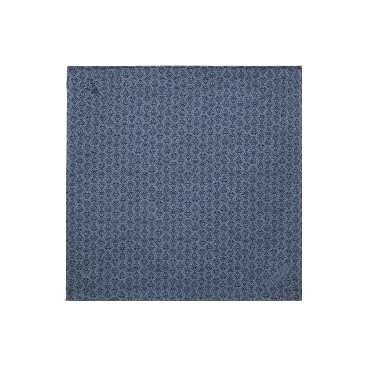 Blue pure silk pocket square with floral print