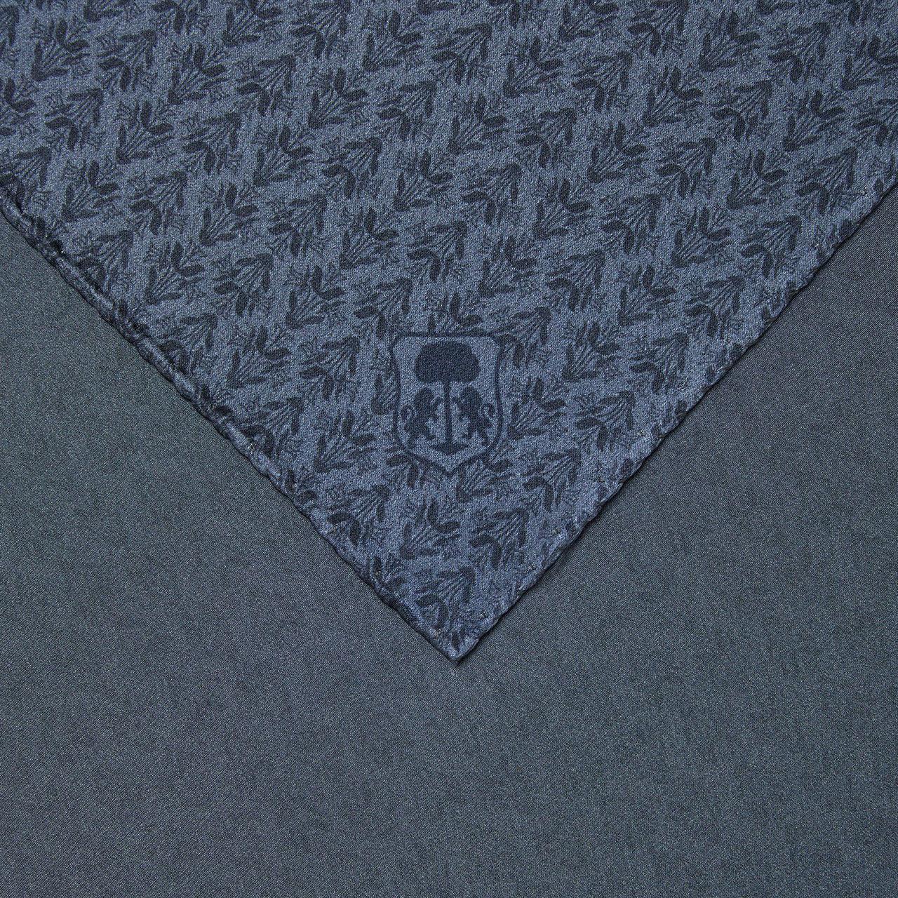 Blue pure silk pocket square with floral print