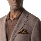 Brown pure silk pocket square with floral print
