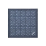 Blue silk pocket square with crest print