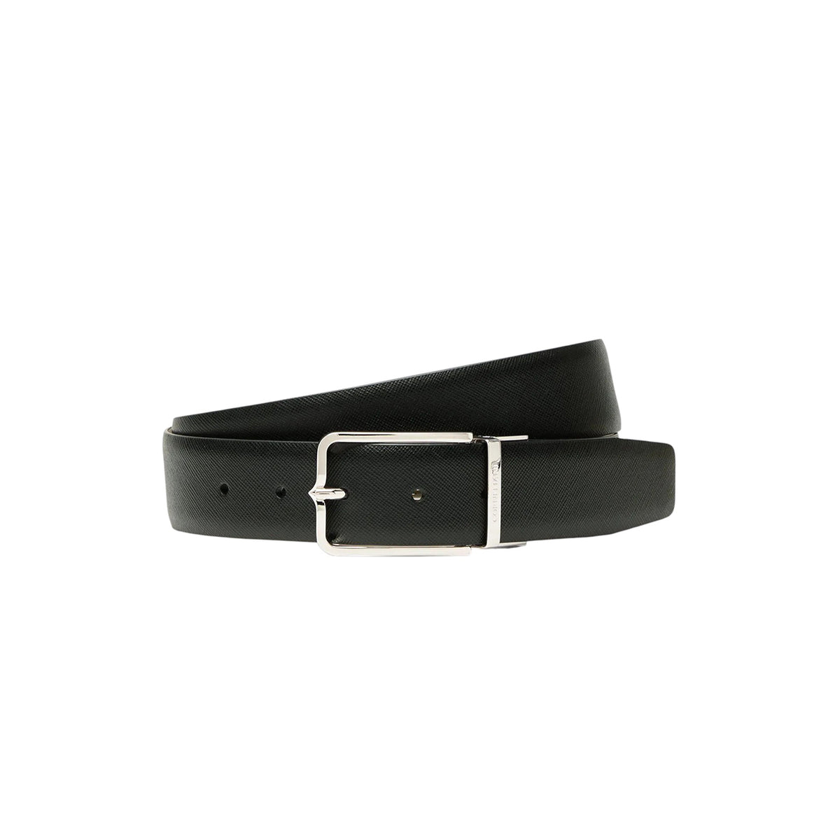 Black/taupe leather belt