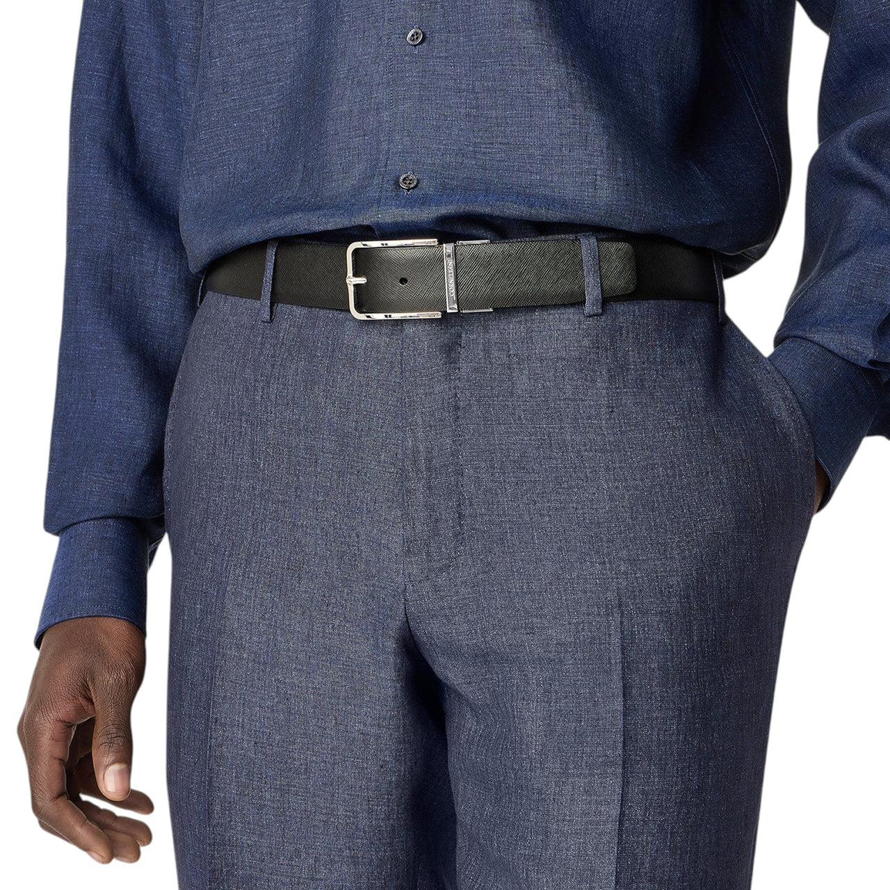 Black/taupe leather belt