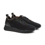 Mens black stretch knit and leather sneaker