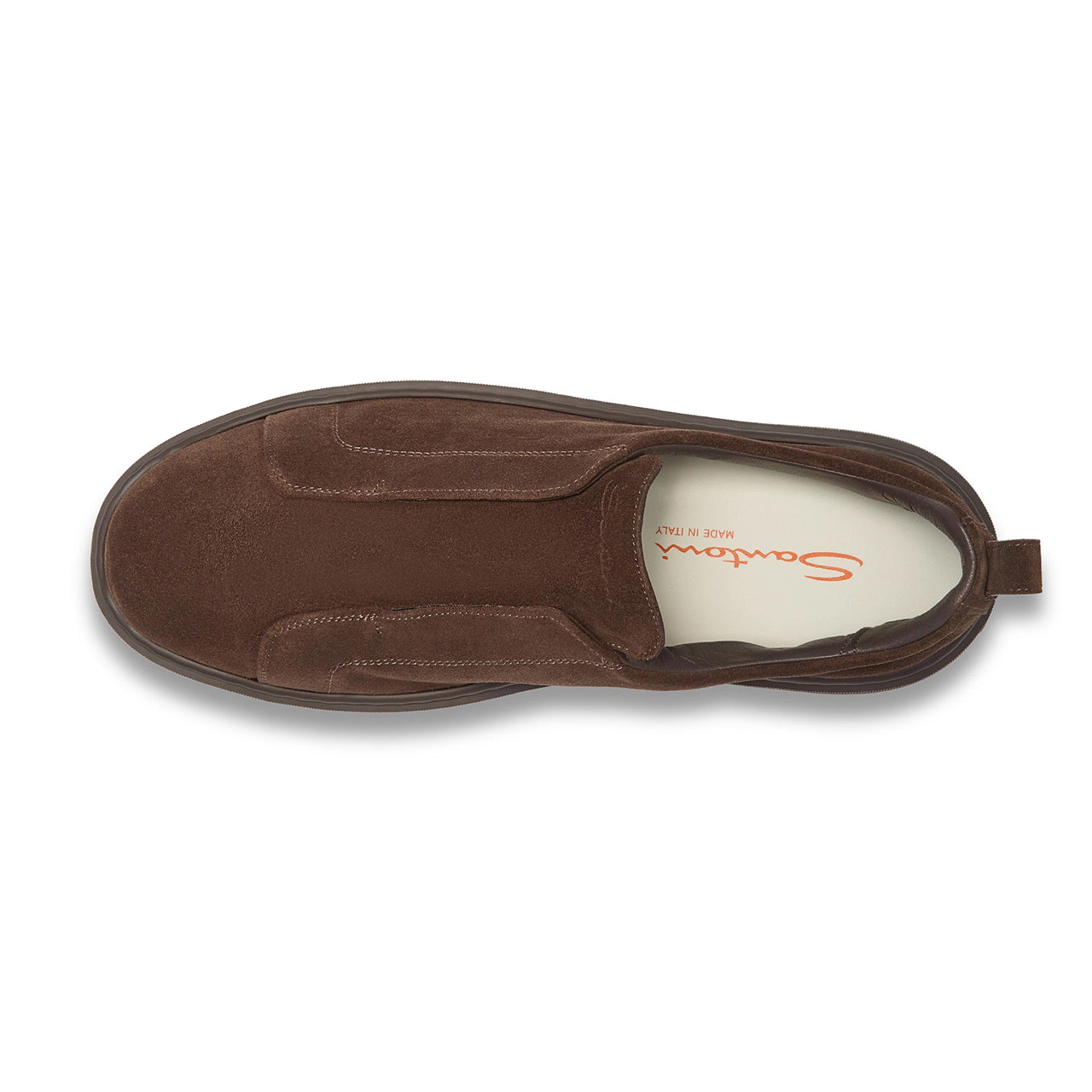 Mens dark brown suede slip-on sneaker