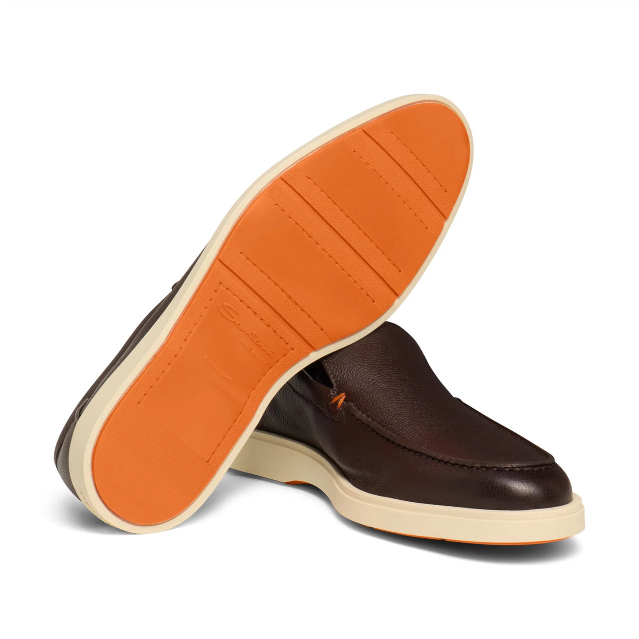 Mens dark brown tumbled leather loafer