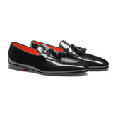 Mens black leather tassel loafer