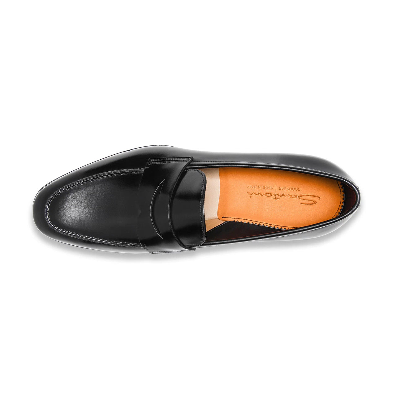 Mens black leather penny loafer