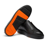 Mens black tumbled leather slip-on sneaker