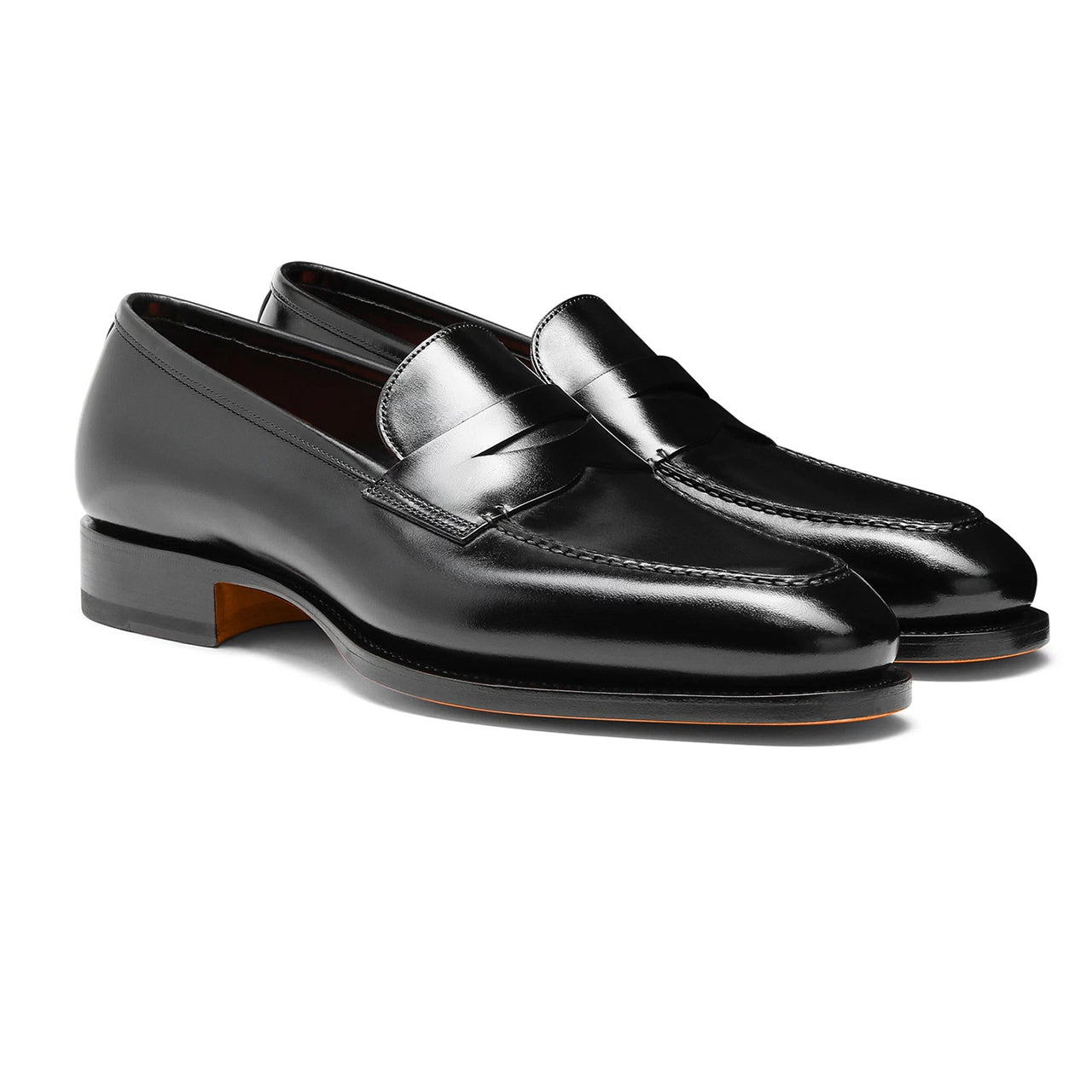 Mens black leather penny loafer