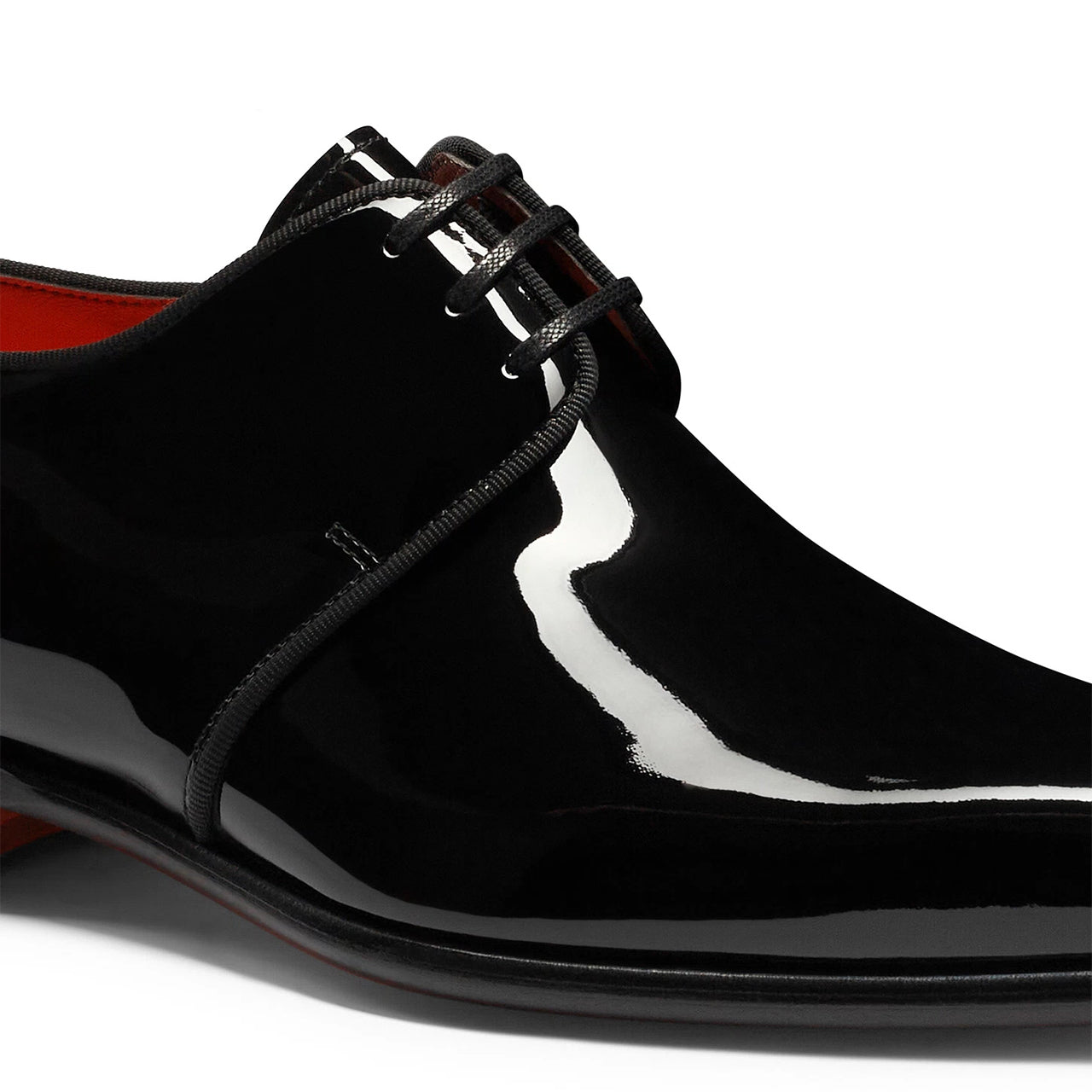 Mens black patent leather Derby shoe