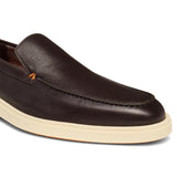 Mens dark brown tumbled leather loafer
