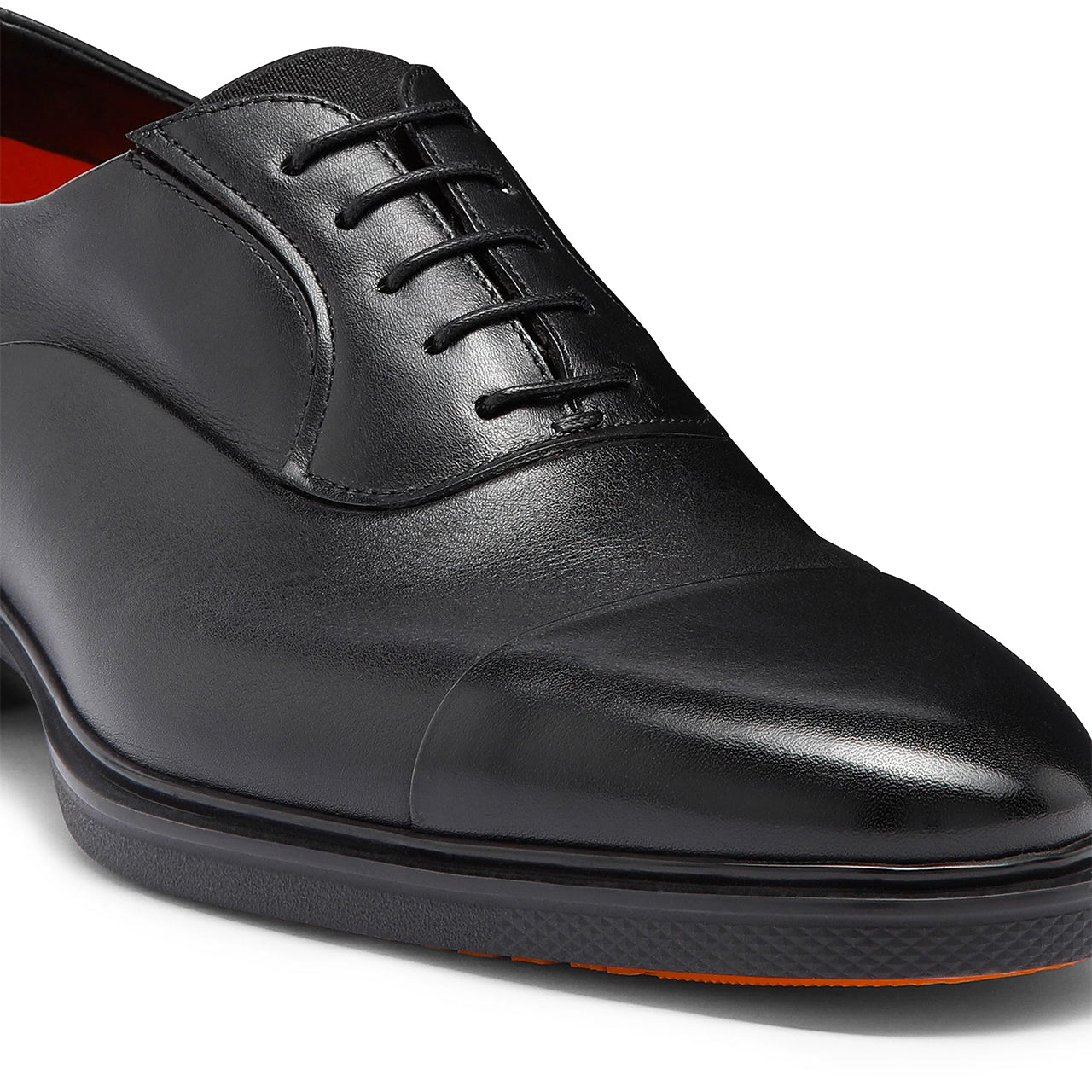 Mens black leather Easy lace-up