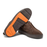Mens dark brown suede slip-on sneaker