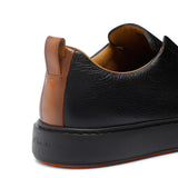 Mens black tumbled leather slip-on sneaker