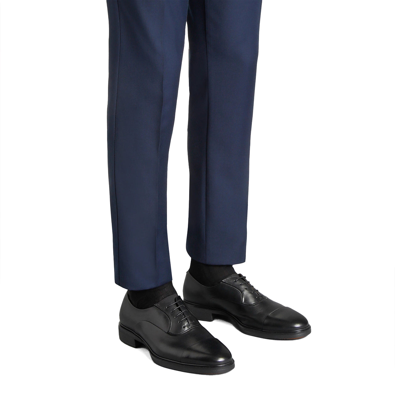 Mens black leather Easy lace-up