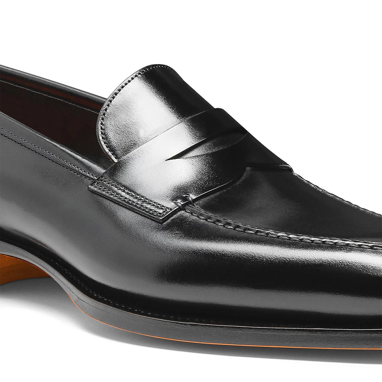 Mens black leather penny loafer