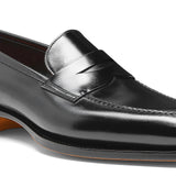 Mens black leather penny loafer