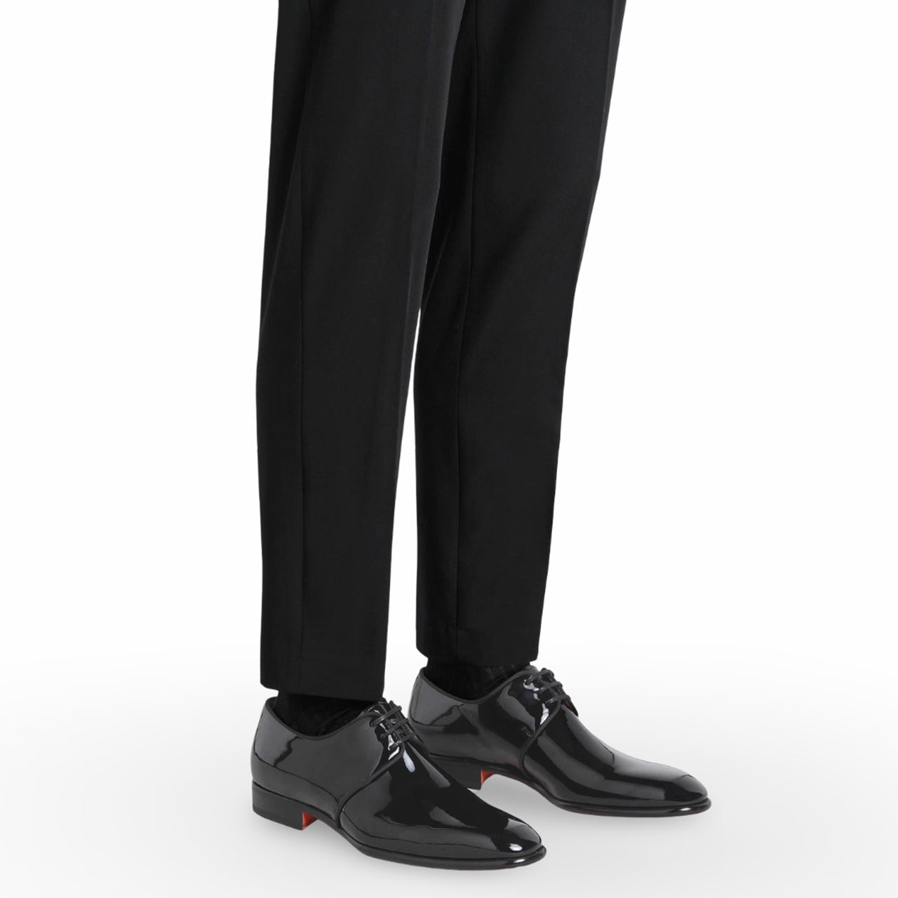 Mens black patent leather Derby shoe