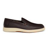 Mens dark brown tumbled leather loafer