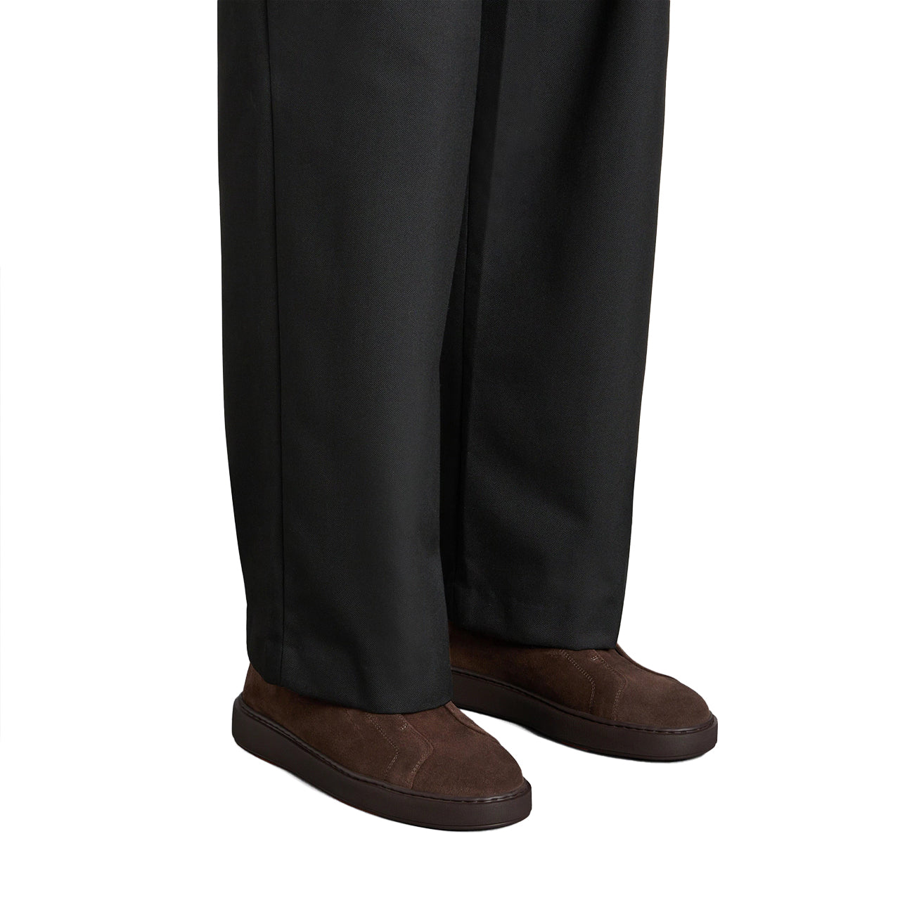 Mens dark brown suede slip-on sneaker