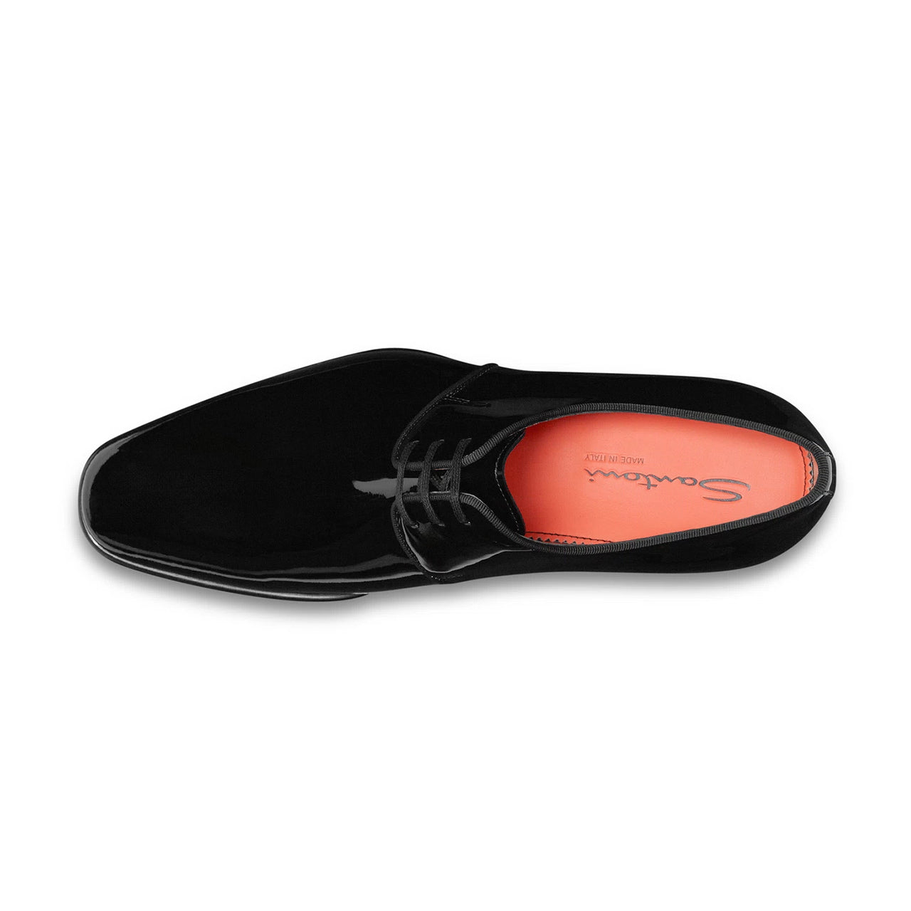 Mens black patent leather Derby shoe