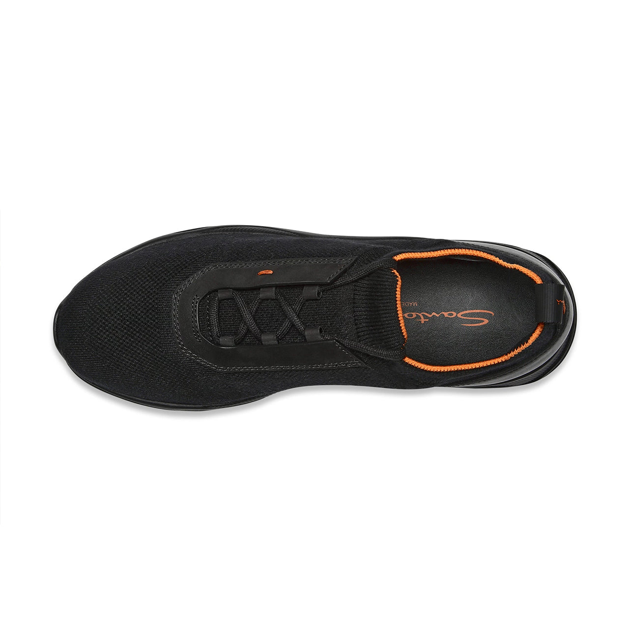 Mens black stretch knit and leather sneaker