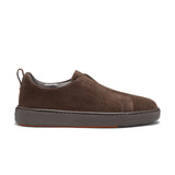 Mens dark brown suede slip-on sneaker