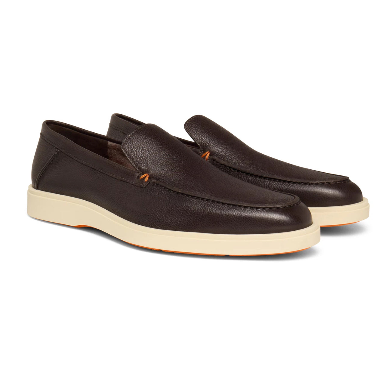 Mens dark brown tumbled leather loafer