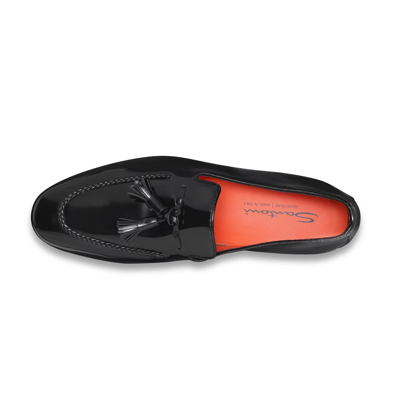 Mens black leather tassel loafer