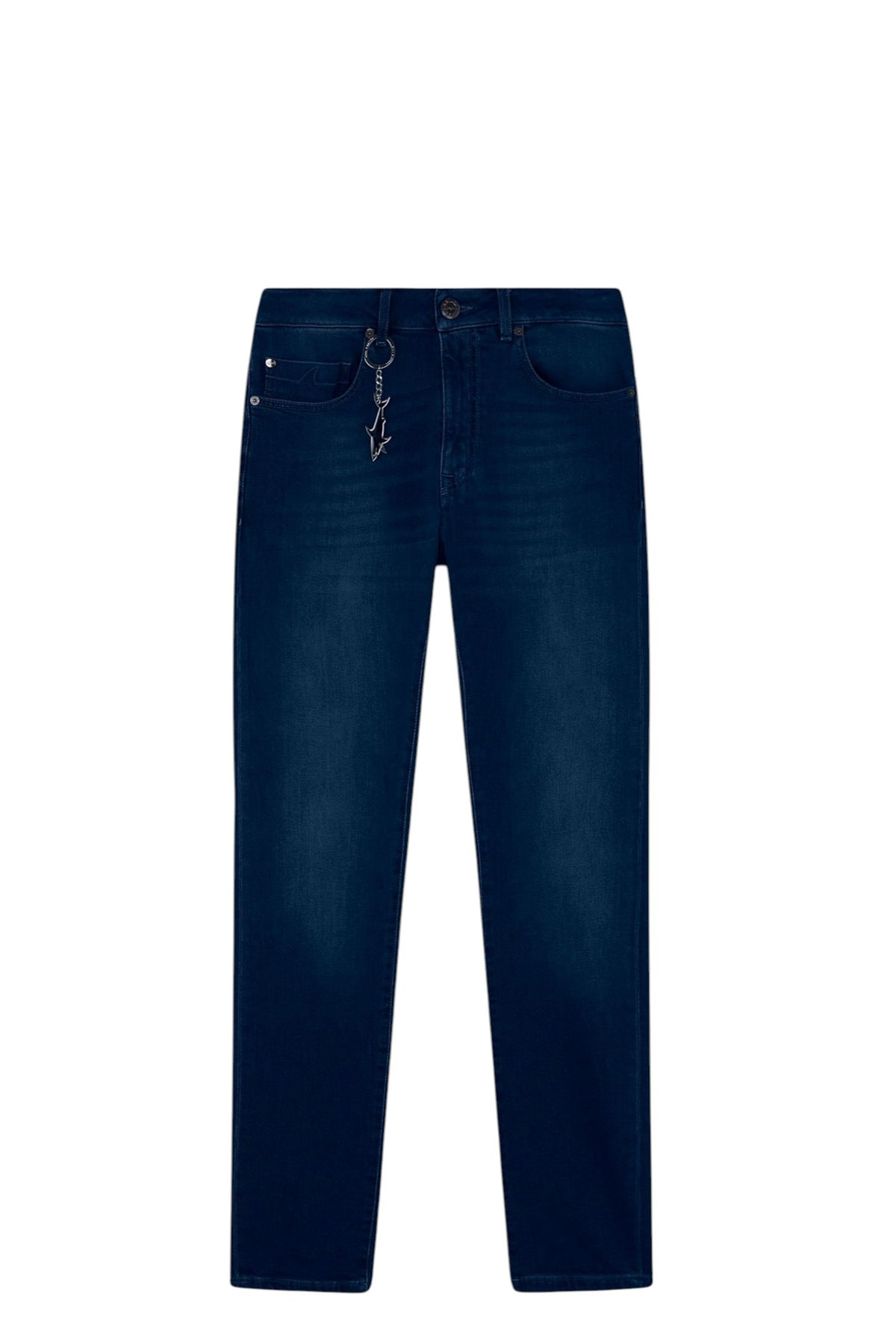 Paul Shark Men's Denim Fabric Regular Waist Straight Style Navy Jeans