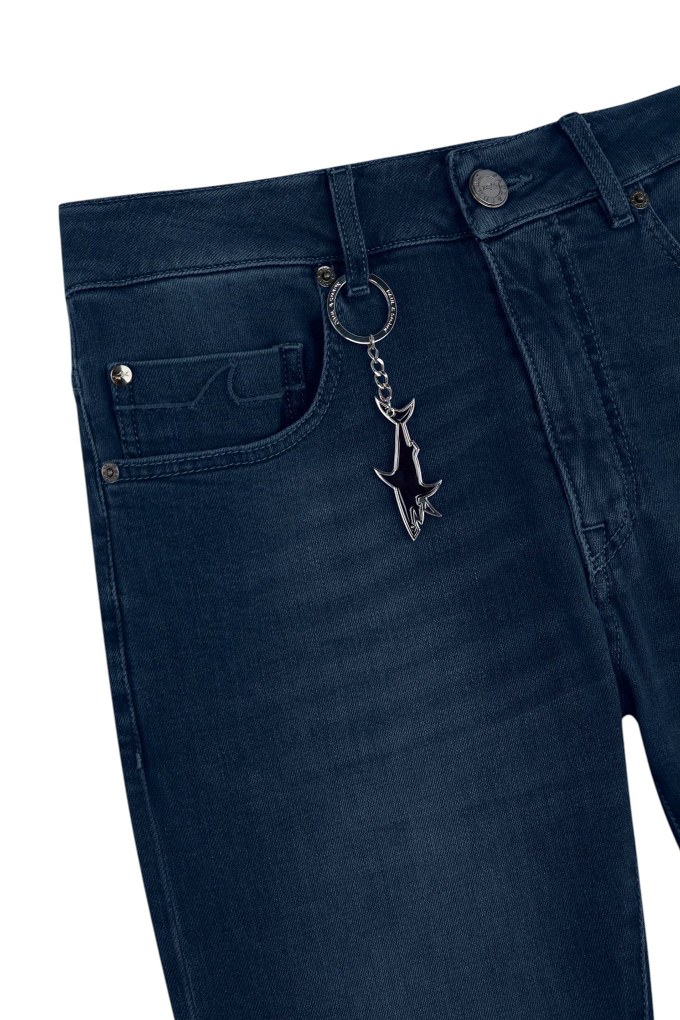 Paul Shark Men's Denim Fabric Regular Waist Straight Style Navy Jeans