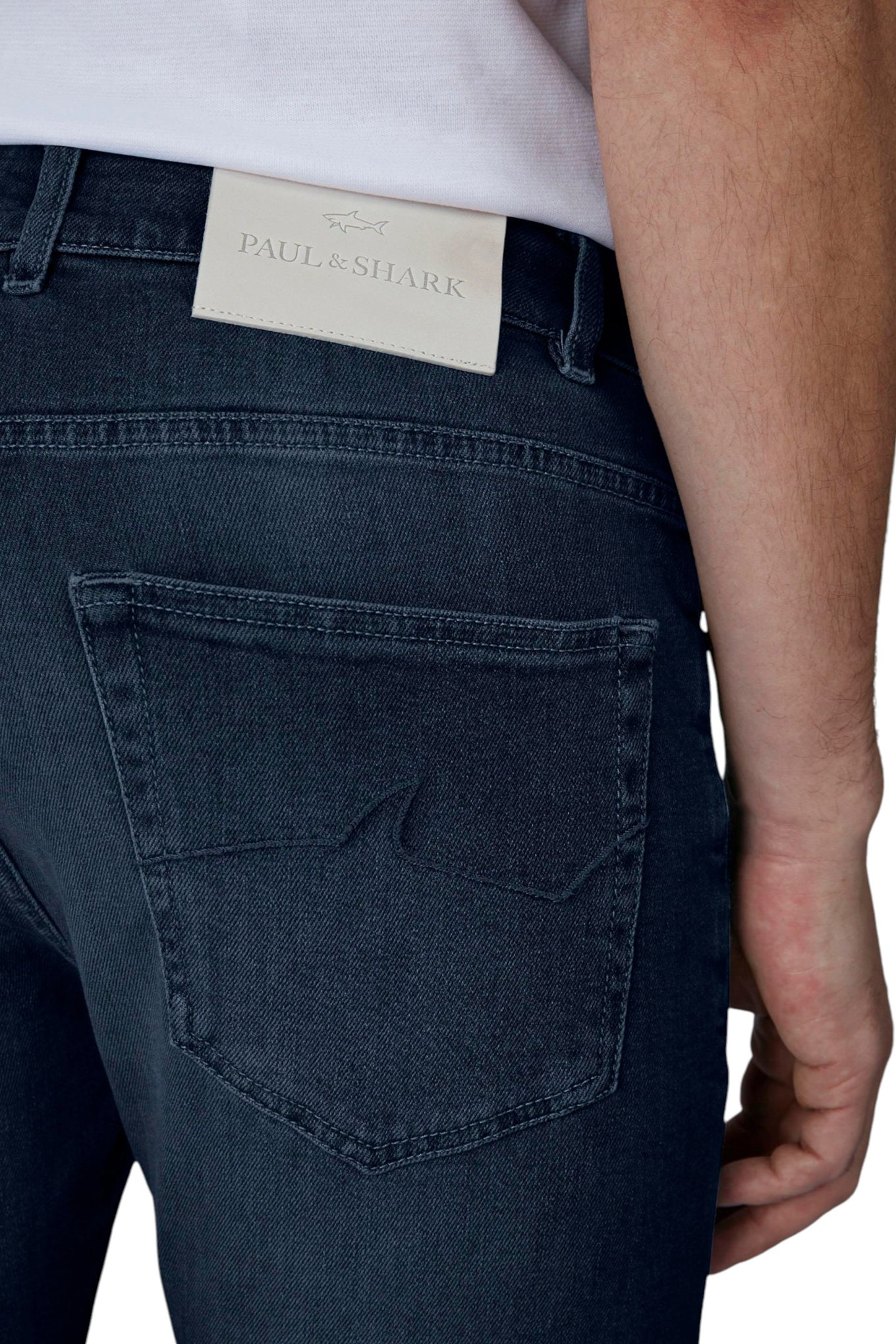Paul Shark Men's Denim Fabric Regular Waist Straight Style Navy Jeans