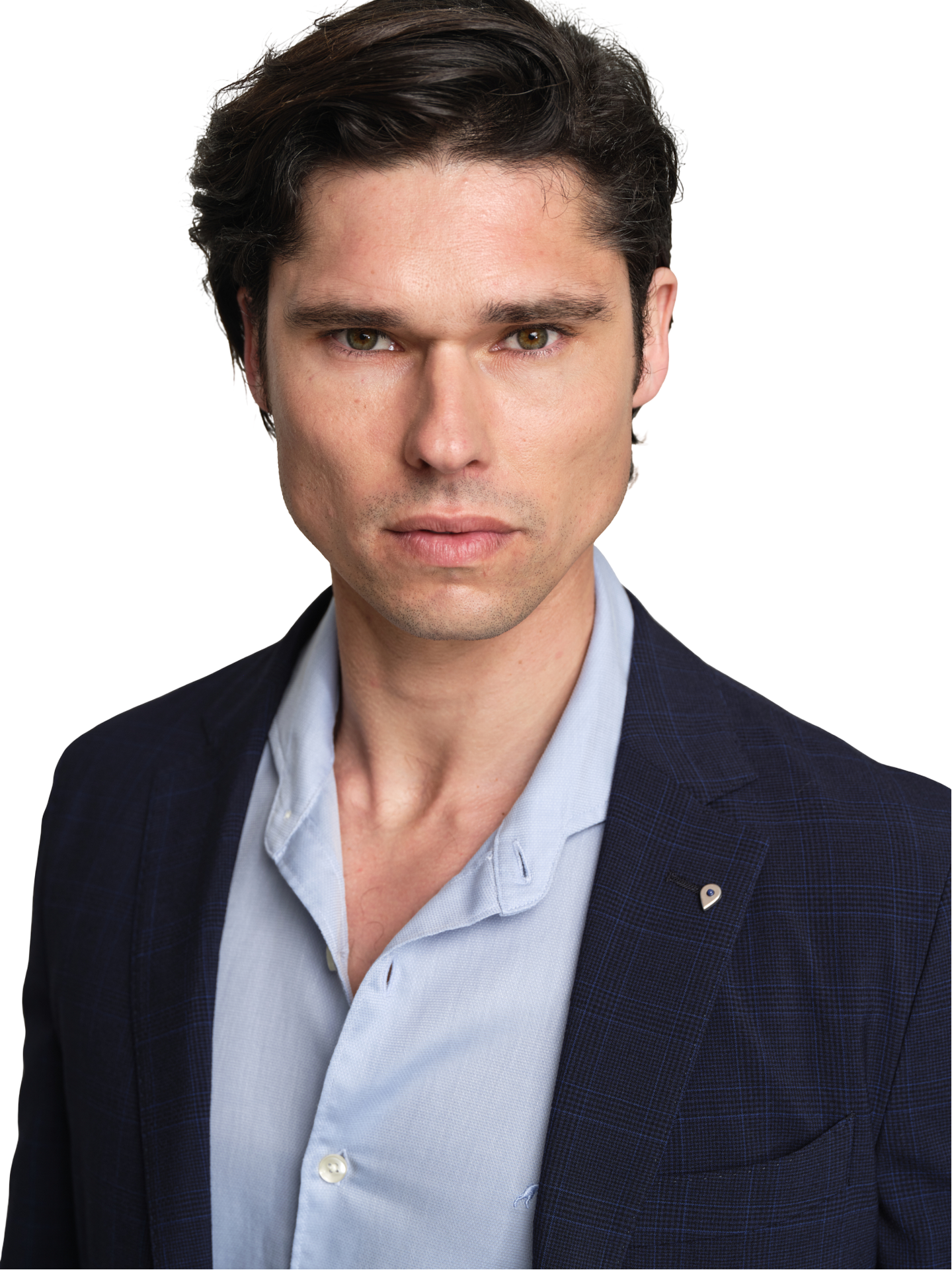 Packable slim fit check blazer